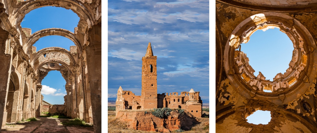 Detalles del Pueblo Viejo de Belchite en Zaragoza, Aragón