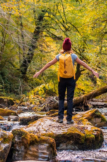 Turista en la selva de Irati, Navarra