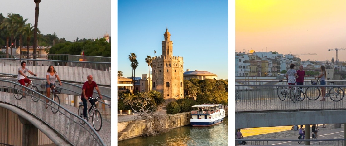 Pista ciclabile nella città di Siviglia, Andalusia